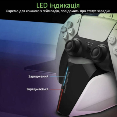Зарядка для джойстика PS5 BebonCool для PlayStation 5 PS5 DualSense на 2 геймпада с LED подсветкой P5 Белый Зарядка для джойстика PS5 BebonCool для PlayStation 5 PS5 DualSense на 2 геймпада с LED подсветкой P5 Белый