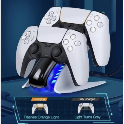 Зарядка для джойстика PS 5 Dobe для PlayStation 5 PS 5 DualSense на 2 геймпада с LED подсветкой P5V Белый Зарядка для джойстика PS 5 Dobe для PlayStation 5 PS 5 DualSense на 2 геймпада с LED подсветкой P5V Белый