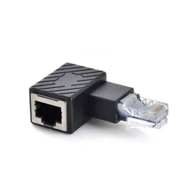 Перехідник адаптер з'єднувач конектор RJ45 MtoF LAN 90° Правий Чорний