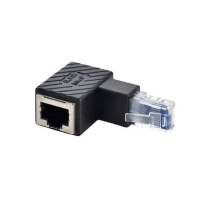 Перехідник адаптер з'єднувач конектор RJ45 MtoF LAN 90° Вниз Чорний