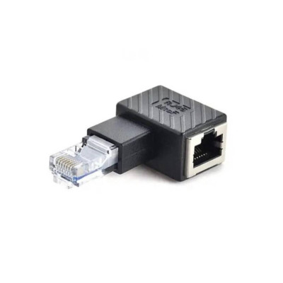 Перехідник адаптер з'єднувач конектор RJ45 MtoF LAN 90° Лівий Чорний