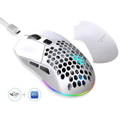 Мышь беспроводная HXSJ Т28 с аккумулятором и RGB подсветкой 2,4G+Bluetooth White Мышь беспроводная HXSJ Т28 с аккумулятором и RGB подсветкой 2,4G+Bluetooth White
