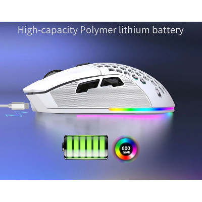 Мышь беспроводная HXSJ Т28 с аккумулятором и RGB подсветкой 2,4G+Bluetooth White Мышь беспроводная HXSJ Т28 с аккумулятором и RGB подсветкой 2,4G+Bluetooth White