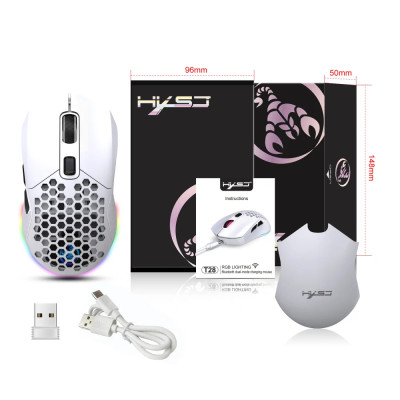 Мышь беспроводная HXSJ Т28 с аккумулятором и RGB подсветкой 2,4G+Bluetooth White Мышь беспроводная HXSJ Т28 с аккумулятором и RGB подсветкой 2,4G+Bluetooth White