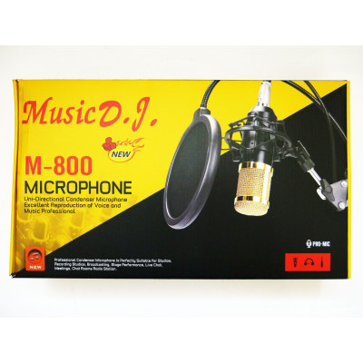 Конденсаторный микрофон студийный RIAS M-800 Pro-MIC со стойкой и ветрозащитой Black-Gold (4_00352) Конденсаторный микрофон студийный RIAS M-800 Pro-MIC со стойкой и ветрозащитой Black-Gold (4_00352)