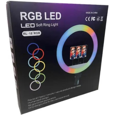 Кільцева світлодіодна LED лампа RIAS RL-18 RGB 45см Різнокольорова на 3 тримачі з Пультом ДУ (3_04095) Кільцева світлодіодна LED лампа RIAS RL-18 RGB 45см Різнокольорова на 3 тримачі з Пультом ДУ (3_04095)