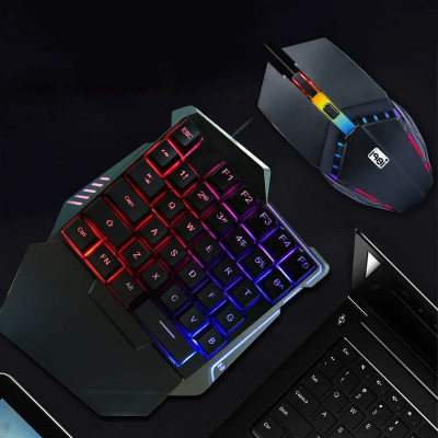 Комплект проводной игровая клавиатура для одной руки и мышь RIAS 198I G506 с подсветкой Black Комплект проводной игровая клавиатура для одной руки и мышь RIAS 198I G506 с подсветкой Black