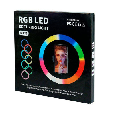 Кільцева світлодіодна LED лампа RIAS MJ30 RGB 30см Різнобарвна з держателем USB управління на проводі Кільцева світлодіодна LED лампа RIAS MJ30 RGB 30см Різнобарвна з держателем USB управління на проводі
