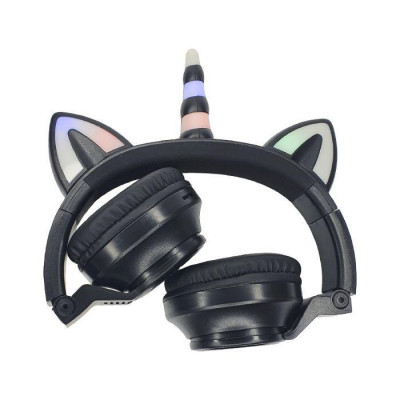 Детские беспроводные Bluetooth наушники OPT-TOP единорог с кошачьими ушками STN-27 Черные (1756375343) Детские беспроводные Bluetooth наушники OPT-TOP единорог с кошачьими ушками STN-27 Черные (1756375343)
