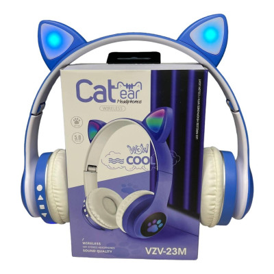 Бездротові навушники OPT-TOP cat ear vzv-23m з підсвічуванням + FM-радіо + MicroSD Bluetooth сині (1756375582) Бездротові навушники OPT-TOP cat ear vzv-23m з підсвічуванням + FM-радіо + MicroSD Bluetooth сині (1756375582)