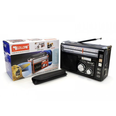 Радиоприемник на аккумуляторе Golon RX-382 FM/AM/SW с фонарем LED Черный (1756375728)