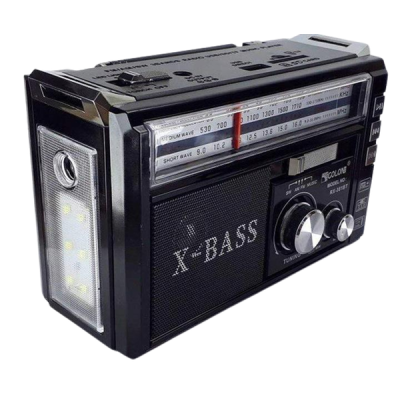 Портативный радиоприемник Golon RX-381/2 USB/SD с LED фонарем Черный (1756375737)