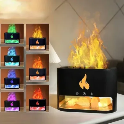 Увлажнитель воздуха OPT-TOP RGB лампа с соляными камнями с эффектом пламени черный (2086341805)