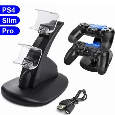 Зарядная док станция держатель для джойстиков PS ps4 Slim Pro с вертикальной двойной подставкой (2090045146) Зарядная док станция держатель для джойстиков PS ps4 Slim Pro с вертикальной двойной подставкой (2090045146)