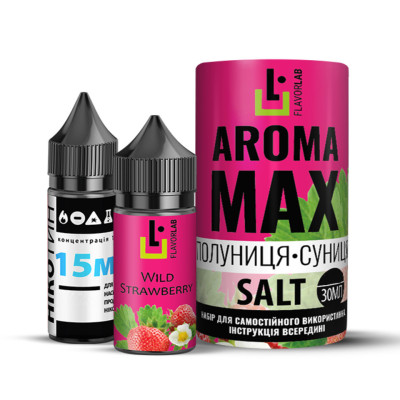 Набор для самозамеса солевой жидкости для вейпа Flavorlab Aroma MAX 30 мл Клубника-Земляника 0-50 мг (15366-hbr)