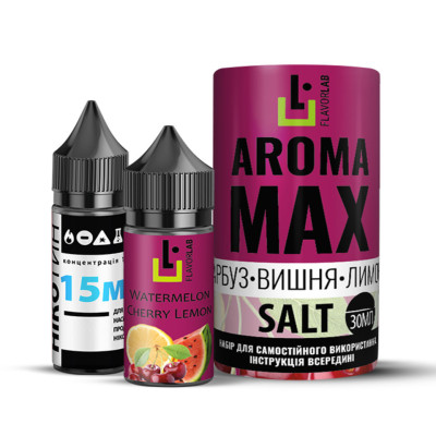 Набор для самозамеса солевой жидкости для вейпа Flavorlab Aroma MAX 30 мл Арбуз-Вишня-Лимон 0-50 мг (15369-hbr)