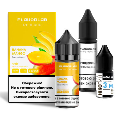 Набор для самозамеса солевой жидкости для вейпа Flavorlab PE 10000 30 мл 0-50 мг Banana Mango Банан Манго (15386-hbr)