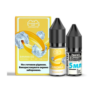 Набор для самозамеса солевой жидкости для вейпа Flavorlab Disposable Puff 10 мл 0-50 мг Banana ice (15444-hbr)