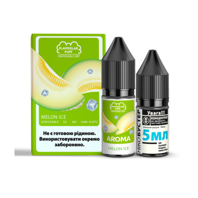 Набор для самозамеса солевой жидкости для вейпа Flavorlab Disposable Puff 10 мл 0-50 мг Ice Melon (15445-hbr)