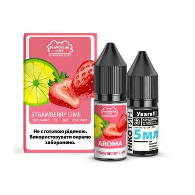 Набор для самозамеса солевой жидкости для вейпа Flavorlab Disposable Puff 10 мл 0-50 мг Strawberry Lime (15452-hbr)