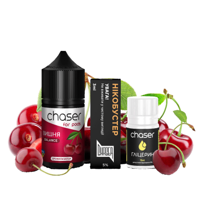 Набор компонентов заправки для самозамеса на солевом никотине CHASER For Pods 30 мл Вишня 0-50 мг (15616-hbr)