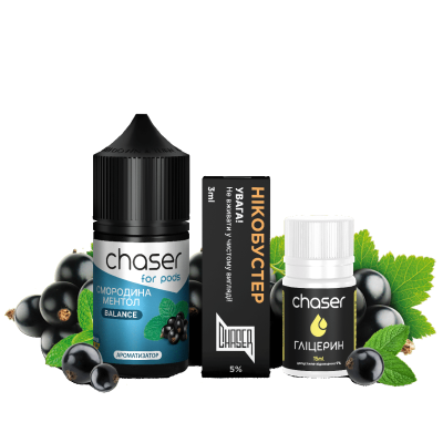 Набор компонентов заправки для самозамеса на солевом никотине CHASER For Pods 30 мл Смородина Ментол 0-50 мг