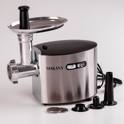 Мясорубка электрическая Sokany SK-091 со сменными решетками сталь (SK091)