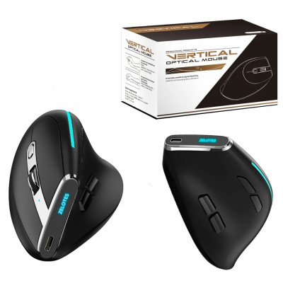 Вертикальная мышь беспроводная Zelotes F-36 с аккумулятором и RGB подсветкой 2,4G+Bluetooth Black Вертикальная мышь беспроводная Zelotes F-36 с аккумулятором и RGB подсветкой 2,4G+Bluetooth Black