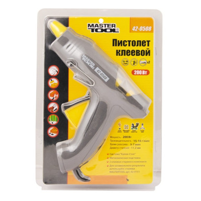Пистолет клеевой MASTERTOOL Капля-Стоп Ø11.2 мм 200 Вт 15-18 г/мин Gray and Yellow (42-0508) Пистолет клеевой MASTERTOOL Капля-Стоп Ø11.2 мм 200 Вт 15-18 г/мин Gray and Yellow (42-0508)