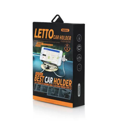 Автоутримувач для телефона Remax RC-FC2 Letto Car Holder 3в1 Lightning/MicroUSB/Type-C Silver Автоутримувач для телефона Remax RC-FC2 Letto Car Holder 3в1 Lightning/MicroUSB/Type-C Silver