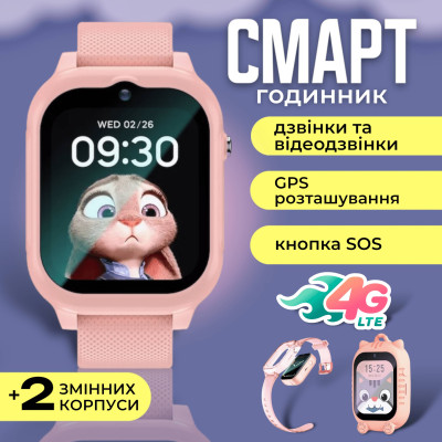 Смарт часы детские A1 с видеозвонком HD-камерой и GPS 2 сменных корпуса в комплекте Розовый (KW2-A1-Pink) Смарт часы детские A1 с видеозвонком HD-камерой и GPS 2 сменных корпуса в комплекте Розовый (KW2-A1-Pink)