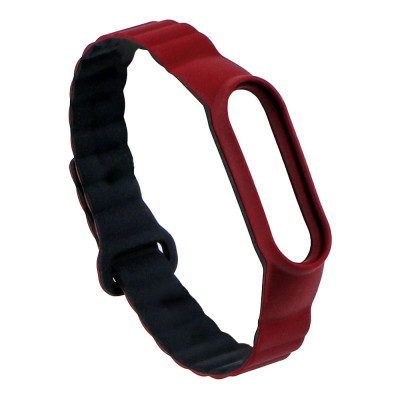 Силиконовый ремешок Silicone Link Xiaomi Mi Band 3/Mi Band4/Mi Band 5 /Mi Band 6/ Mi Band 7 Plum/Black