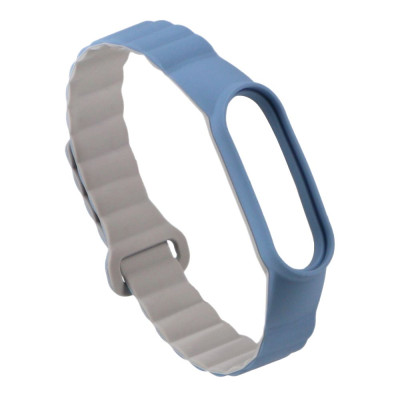 Силиконовый ремешок Silicone Link Xiaomi Mi Band 3/Mi Band4/Mi Band 5 /Mi Band 6/ Mi Band 7 Lilac blue/Beige