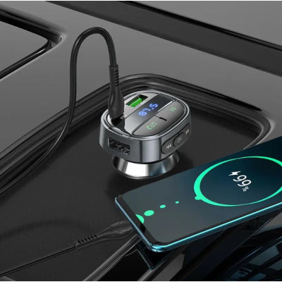 Автомобільний FM модулятор трансмітер Hoco E70 PD 30W зі швидкою зарядкою Bluetooth Автомобільний FM модулятор трансмітер Hoco E70 PD 30W зі швидкою зарядкою Bluetooth