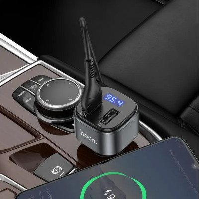 Автомобильный FM модулятор трансмиттер Hoco E67 BT5.0/2USB/3A/QC с быстрой зарядкой Автомобильный FM модулятор трансмиттер Hoco E67 BT5.0/2USB/3A/QC с быстрой зарядкой