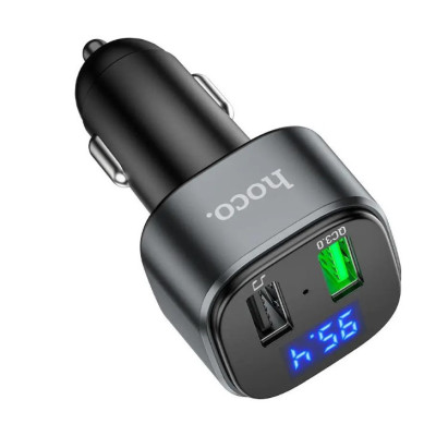 Автомобильный FM модулятор трансмиттер Hoco E67 BT5.0/2USB/3A/QC с быстрой зарядкой Автомобильный FM модулятор трансмиттер Hoco E67 BT5.0/2USB/3A/QC с быстрой зарядкой