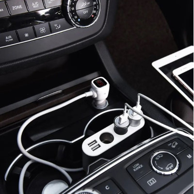Автомобільний розгалужувач автозарядка Hoco Z13 + вольтметр та 2USB сірий Автомобільний розгалужувач автозарядка Hoco Z13 + вольтметр та 2USB сірий