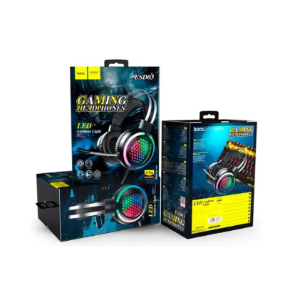 Игровые геймерские накладные наушники Hoco Gaming ESD03 с микрофоном и LED подсветкой Игровые геймерские накладные наушники Hoco Gaming ESD03 с микрофоном и LED подсветкой