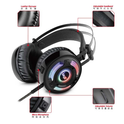 Игровые наушники IPega Gaming PG-R008 с микрофоном и RGB подсветкой черные Игровые наушники IPega Gaming PG-R008 с микрофоном и RGB подсветкой черные