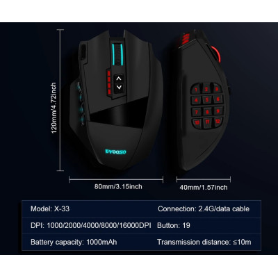 Миша бездротова ігрова з акумулятором та підсвічуванням 2.4 gHz E-YOOSO X33 Black Миша бездротова ігрова з акумулятором та підсвічуванням 2.4 gHz E-YOOSO X33 Black