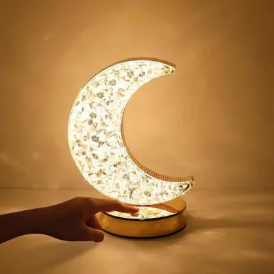 Настольная светодиодная кристаллическая лампа RIAS Moon Diamond Gold Настольная светодиодная кристаллическая лампа RIAS Moon Diamond Gold