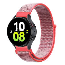 Ремінець нейлоновий на липучці BeWatch для Samsung Galaxy Watch 4/5/6 Рожевий (1011313.3UW)