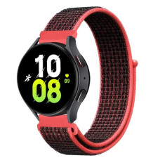 Ремінець нейлоновий на липучці BeWatch для Samsung Galaxy Watch 4/5/6 Чорний з червоним (1011339.2UW)