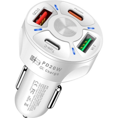 Автомобильное зарядное устройство No Brand CWa 2USB 2Type-C PD20W QC 3.0 White (3650552)