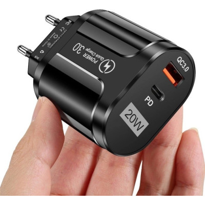 Сетевое зарядное устройство Mirrow USB Type-C Super Charge/Quick Charge 3.0 PD 20W Black (366589741) Сетевое зарядное устройство Mirrow USB Type-C Super Charge/Quick Charge 3.0 PD 20W Black (366589741)