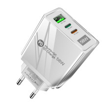 Зарядний пристрій Mirrow USB 2-Type-C Super Charge/Quick Charge 3.0 PD 58W White (FR050841)