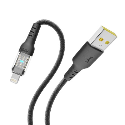 Кабель для заряджання та обміну даними USB Yoki YK-CY23 CYBER Series USB/Lightning 12W 2.4A/5V 1.2 m Чорний Кабель для заряджання та обміну даними USB Yoki YK-CY23 CYBER Series USB/Lightning 12W 2.4A/5V 1.2 m Чорний