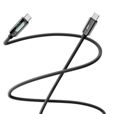 Кабель для заряджання та обміну даними USB Yoki YK-DI88DISPLAY Series Type-C to Type-C 100W 5A/20V 2 m Black Кабель для заряджання та обміну даними USB Yoki YK-DI88DISPLAY Series Type-C to Type-C 100W 5A/20V 2 m Black