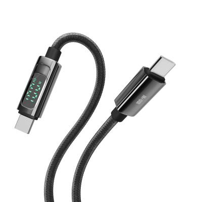 Кабель для заряджання та обміну даними USB Yoki YK-DI88DISPLAY Series Type-C to Type-C 100W 5A/20V 2 m Black Кабель для заряджання та обміну даними USB Yoki YK-DI88DISPLAY Series Type-C to Type-C 100W 5A/20V 2 m Black
