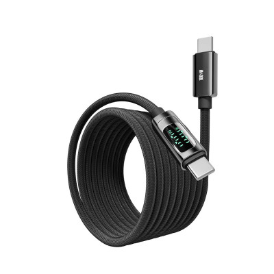 Кабель для заряджання та обміну даними USB Yoki YK-DI88DISPLAY Series Type-C to Type-C 100W 5A/20V 2 m Black Кабель для заряджання та обміну даними USB Yoki YK-DI88DISPLAY Series Type-C to Type-C 100W 5A/20V 2 m Black